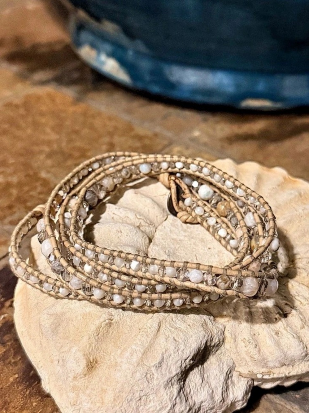 Chan Luu Leather Beaded Wrap Bracelet